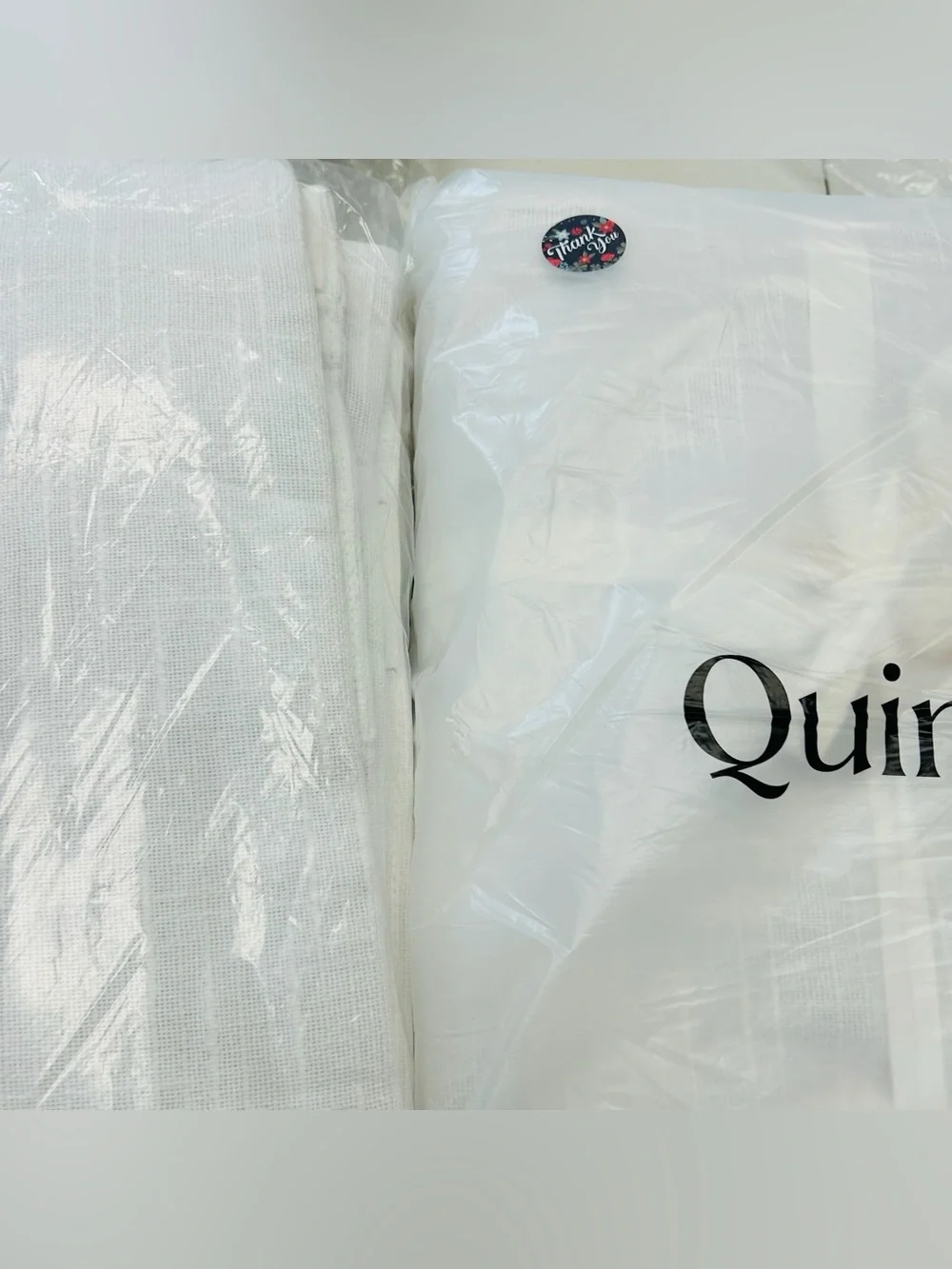 QUINCE Set Of 2 48x96 Cotton Slub Room Darkening Curtains White 0069